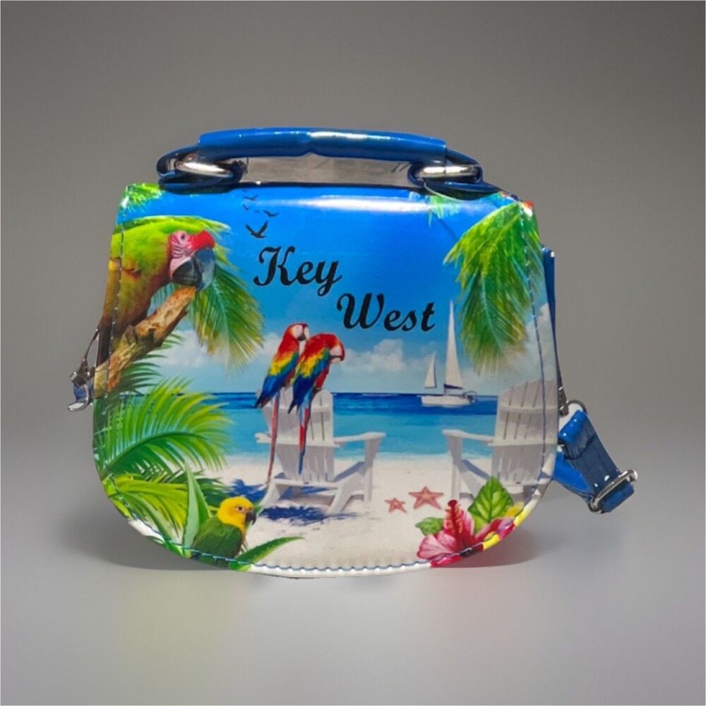 Key West Tropical Parrot Print Blue Crossbody Baby Toddler Purse